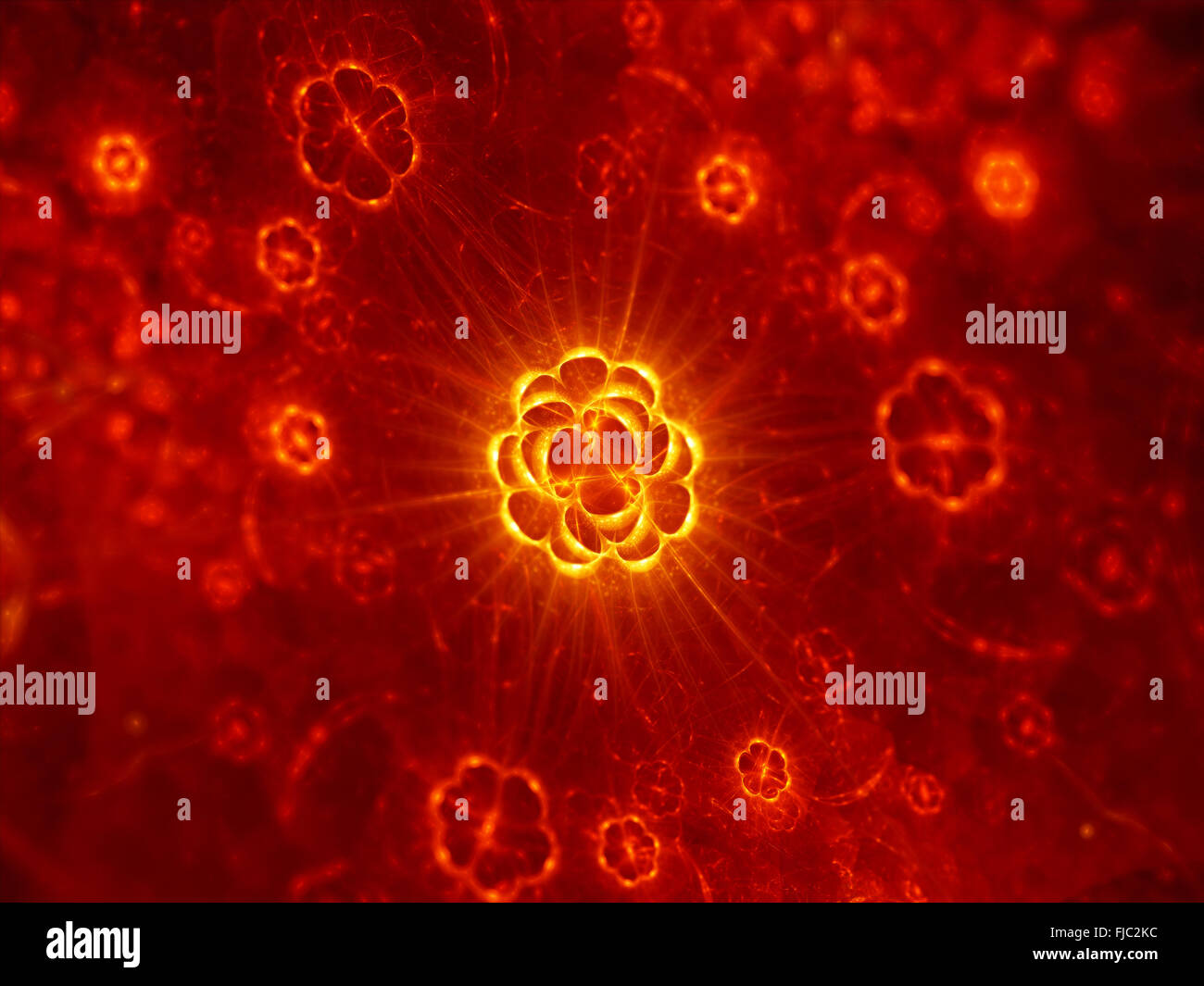 Leuchtende Bakterien in Mitose, computergenerierten abstrakten Hintergrund Stockfoto
