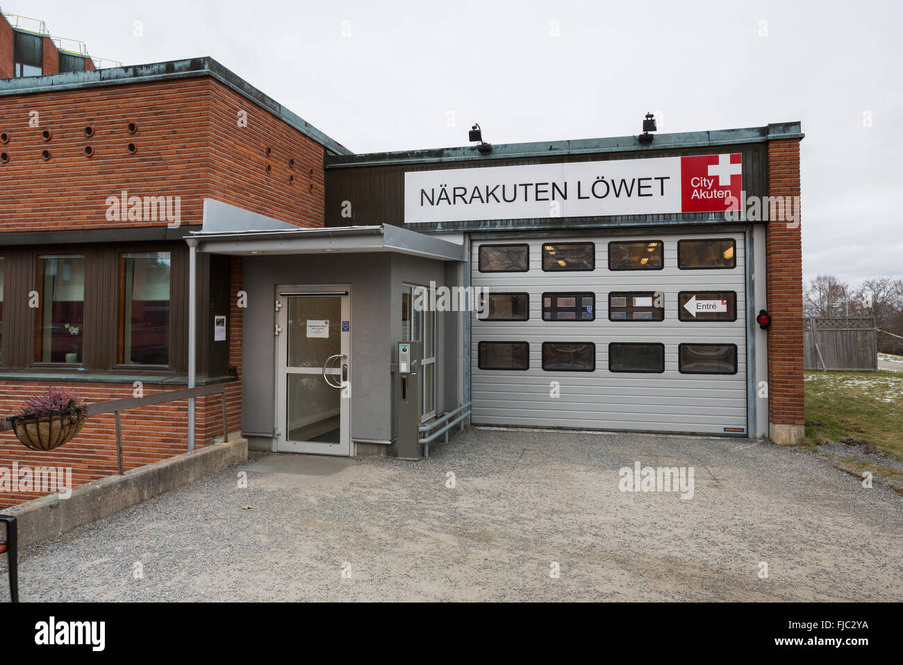 Die Notaufnahme im Krankenhaus Löwenströmska, Upplands Väsby Stockfoto