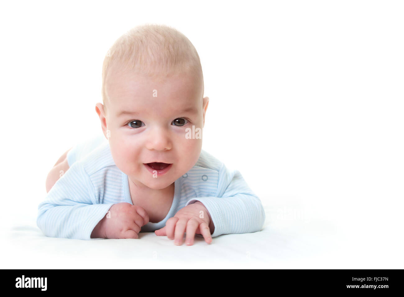 drei Monate altes Baby isoliert Stockfoto
