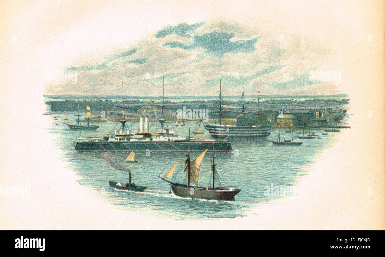 Alte Abbildung Portsmouth Harbour Stockfoto