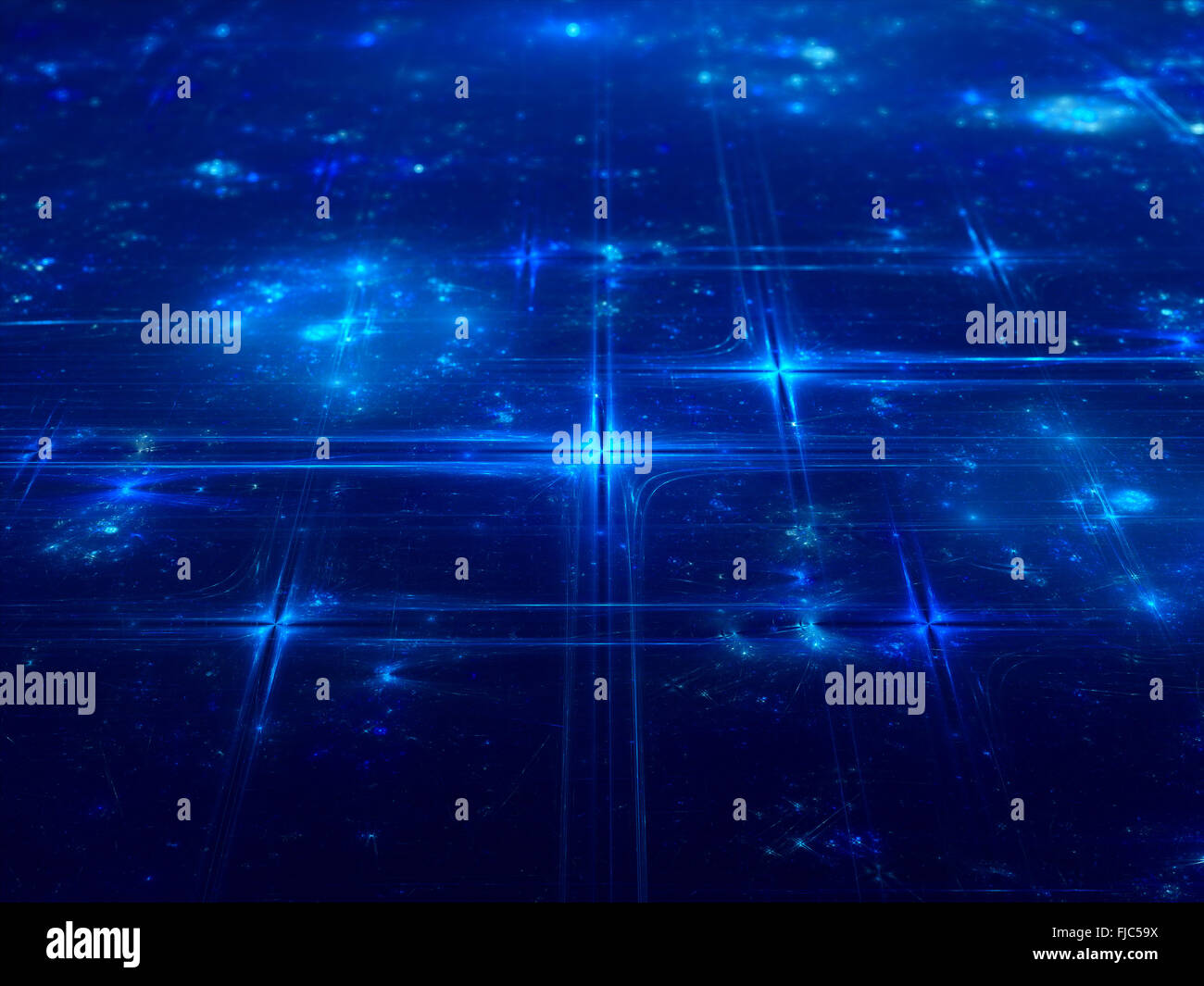 Blau leuchtende Raum Verbindungen, computer-generierte Zusammenfassung Hintergrund Stockfoto