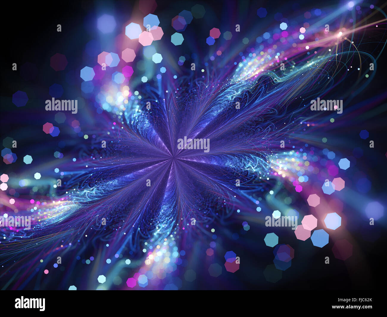 Gloing Magic Star fraktal, computer-generierte Zusammenfassung Hintergrund Stockfoto