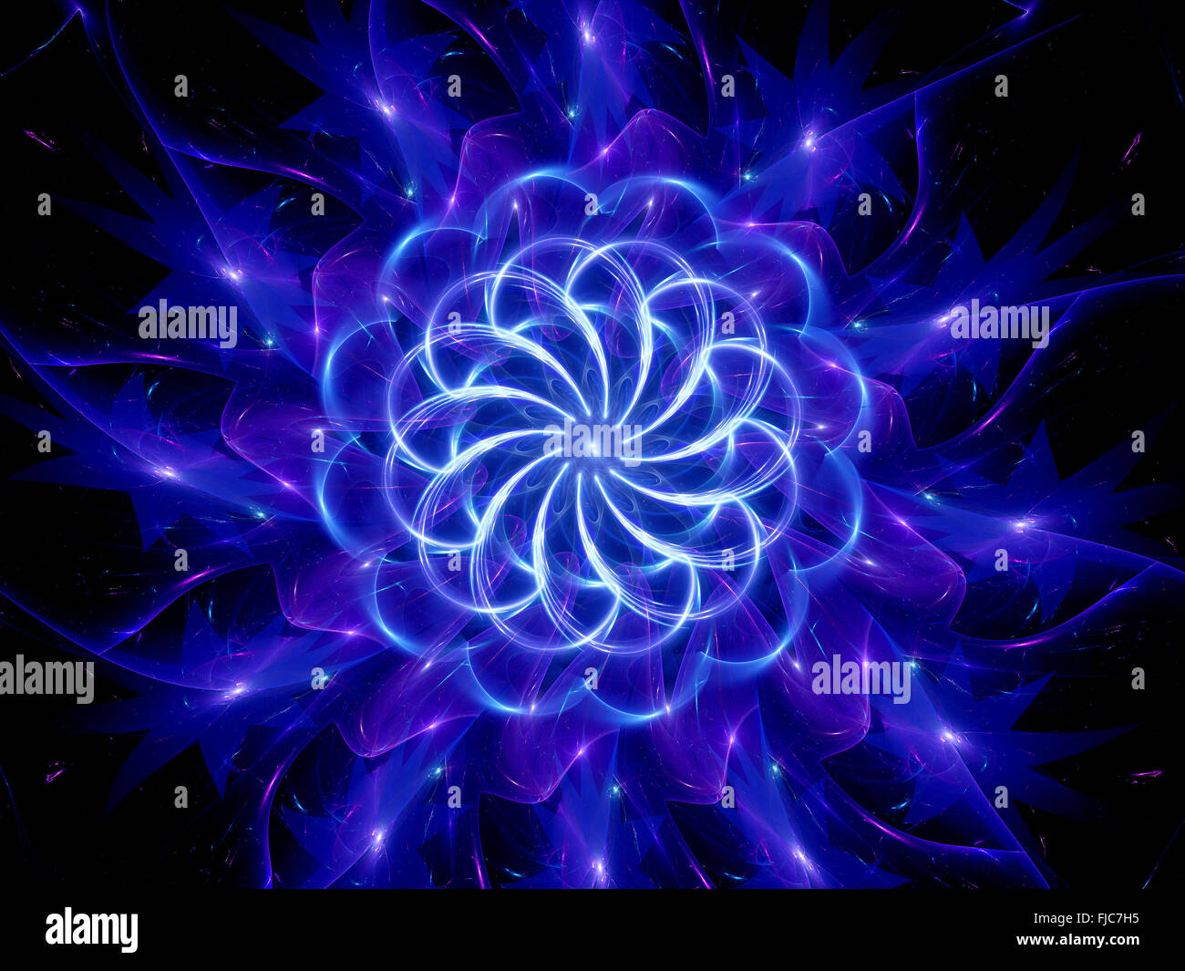 Blau geheimnisvoll leuchtenden Objekt im Raum, Computer-generierte Zusammenfassung Hintergrund Stockfoto