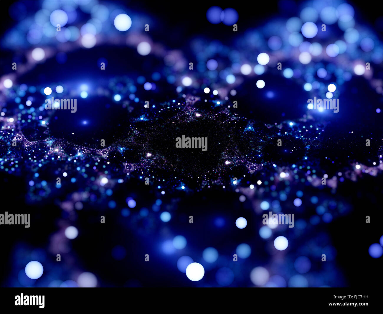 Blau leuchtende Sterne im Raum, Computer-generierte Zusammenfassung Hintergrund Stockfoto