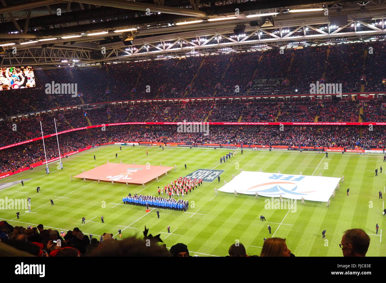 Cardiff, Wales, UK: Spiel Rugby Six Nations zwischen Wales und Frankreich im Millennium Stadium am 26. Februar 2016 Stockfoto