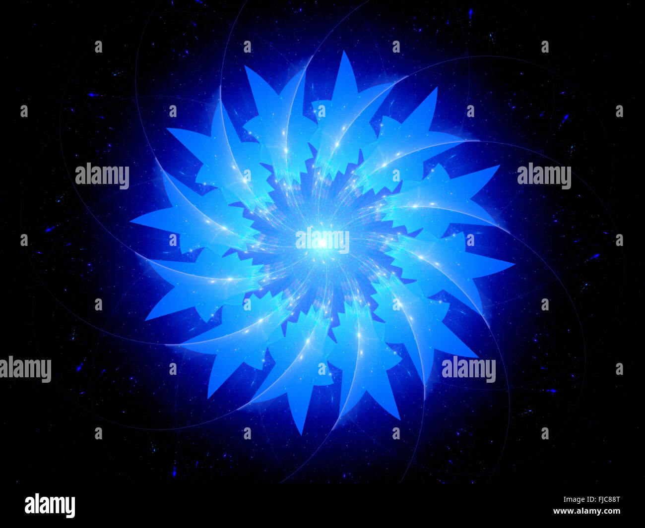 Blau leuchtende Sterne Objekt im Raum, Computer generierte abstrakten Hintergrund Stockfoto
