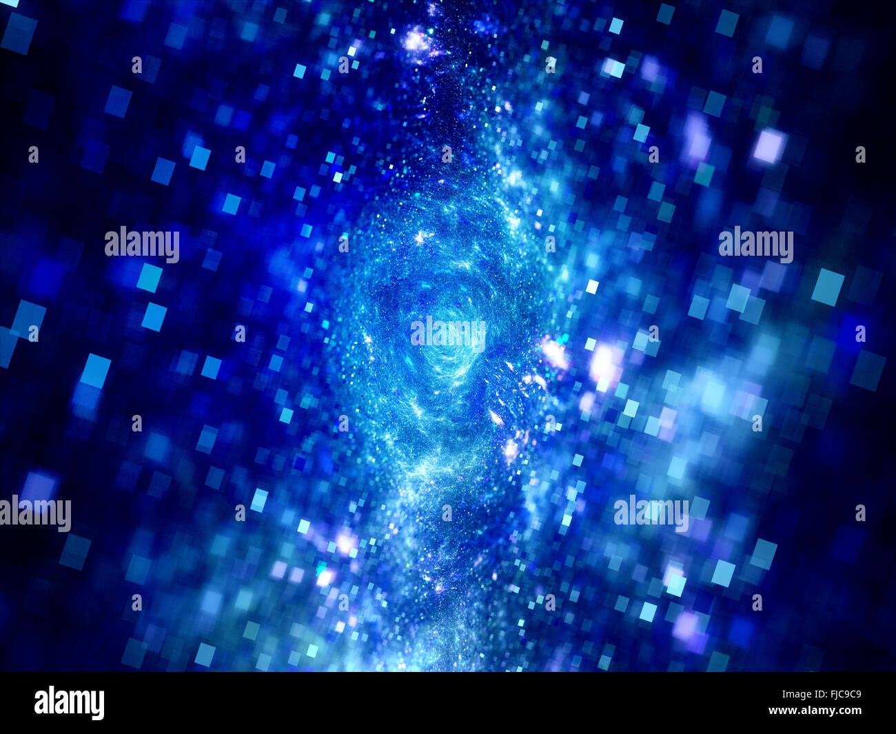 Glühende pulsierende blaue Weltraumtechnologie, generierte Computer abstrakten Hintergrund Stockfoto