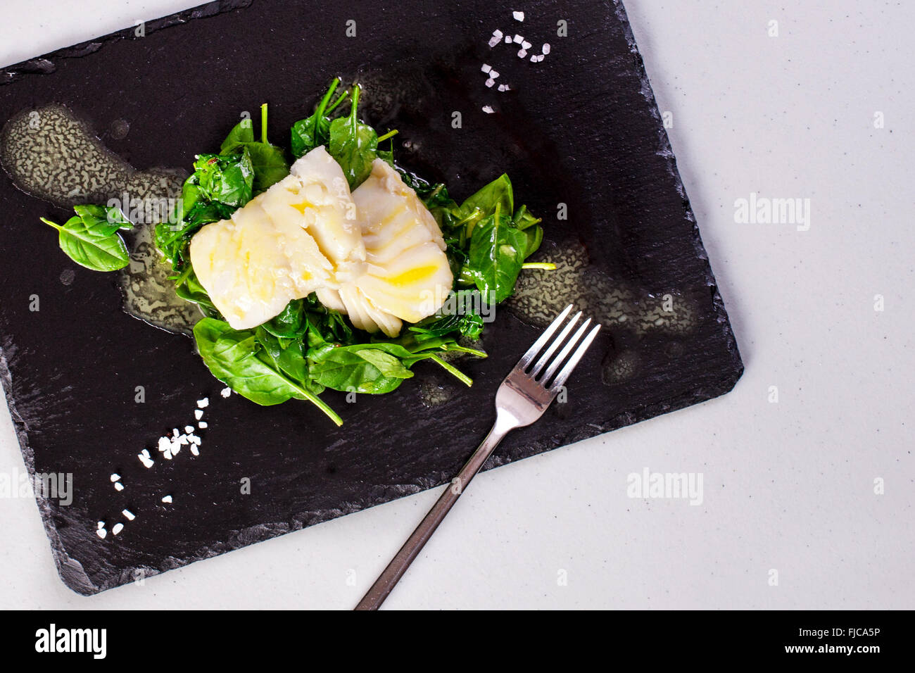 Gesunde Ernährung, gedünsteter Fisch Stockfoto