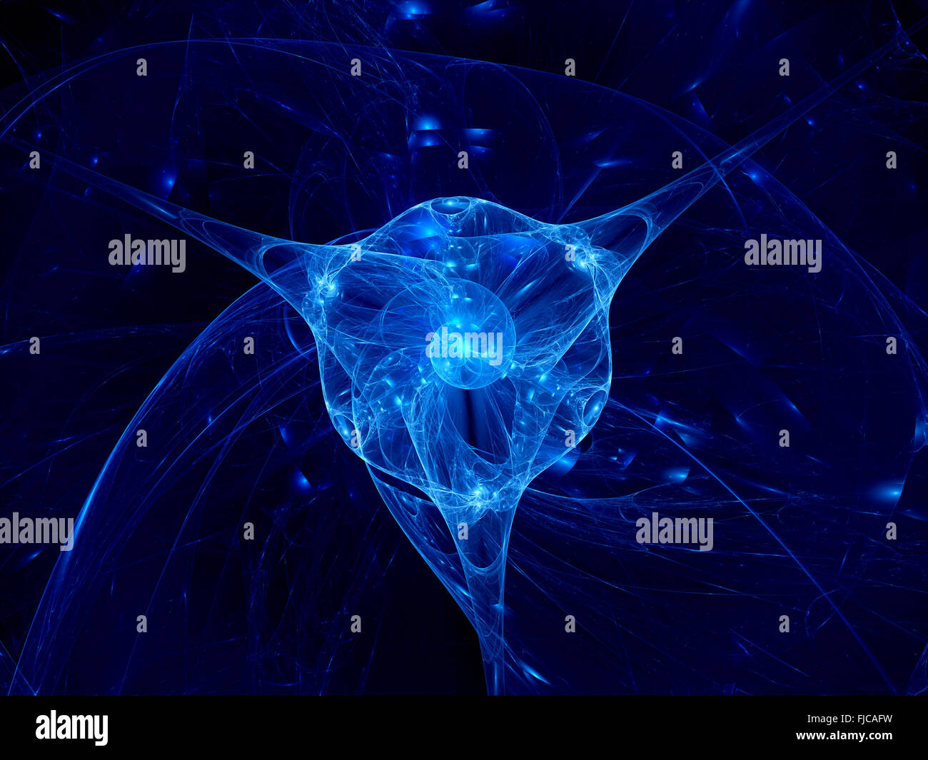 Blau leuchtende Genesis im Raum, Computer-generierte Zusammenfassung Hintergrund Stockfoto