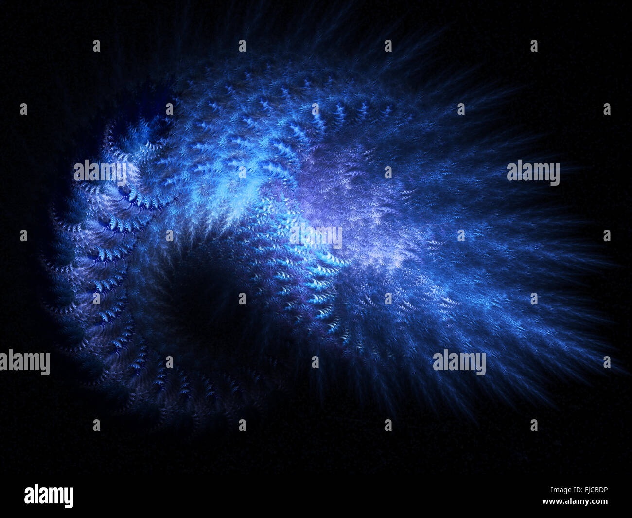 Blau leuchtende künstlerische Fraktale, computer-generierte Zusammenfassung Hintergrund Stockfoto