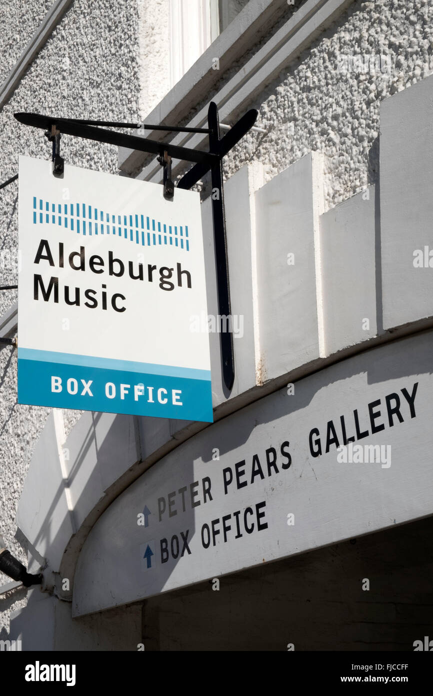 Aldeburgh Music Box Office und Peter Birnen Gallery, Aldeburgh, Suffolk, UK. Stockfoto