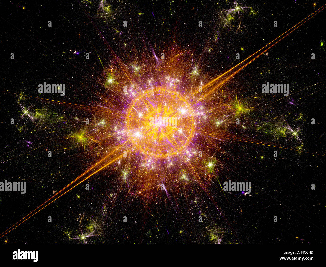 Bunte Explosion im Weltraum, Computer generierte abstrakten Hintergrund Stockfoto