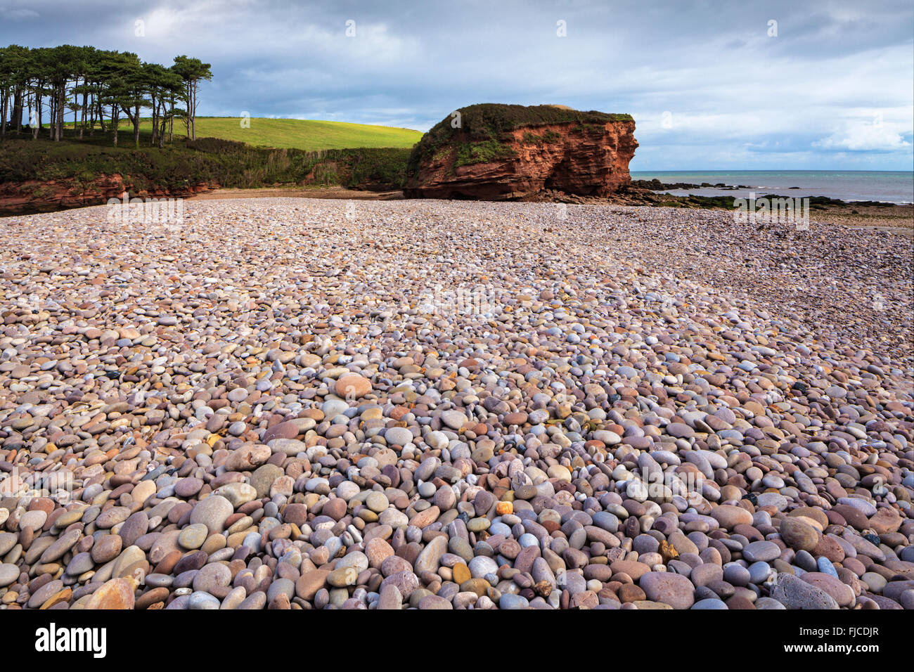 Steinige Küste von Budliegh Salterton, South Devon Stockfoto
