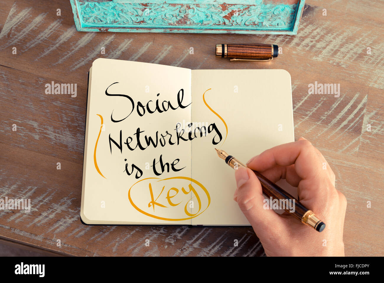 Handgeschriebener Text Social Networking ist der Schlüssel als Konzept Geschäftsbild Stockfoto