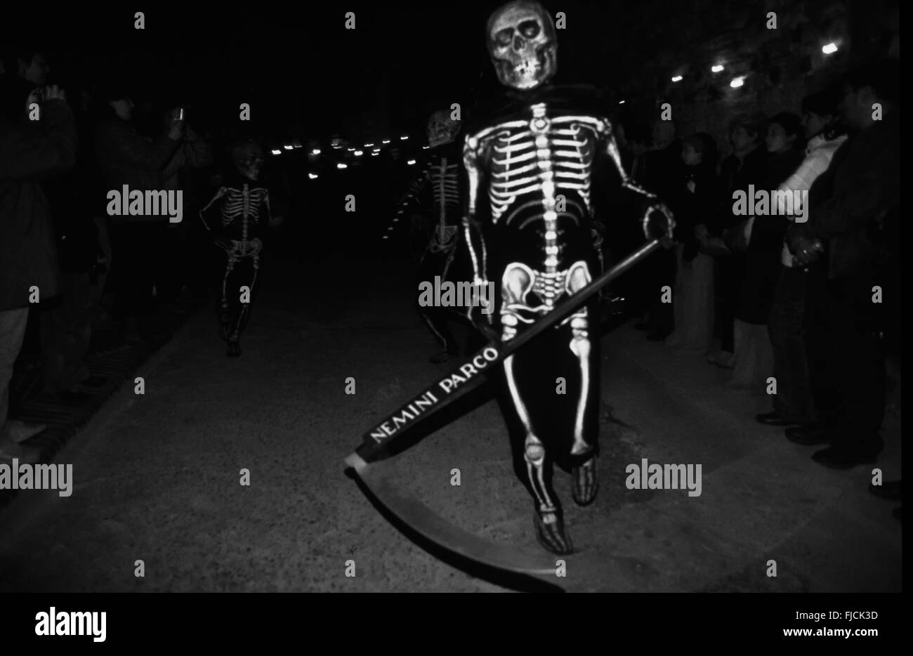 Prozession des Totentanzes, Karwoche, Tanz des Todes, Dansa de la Mort, Verges, Girona, Katalonien, Spanien Stockfoto