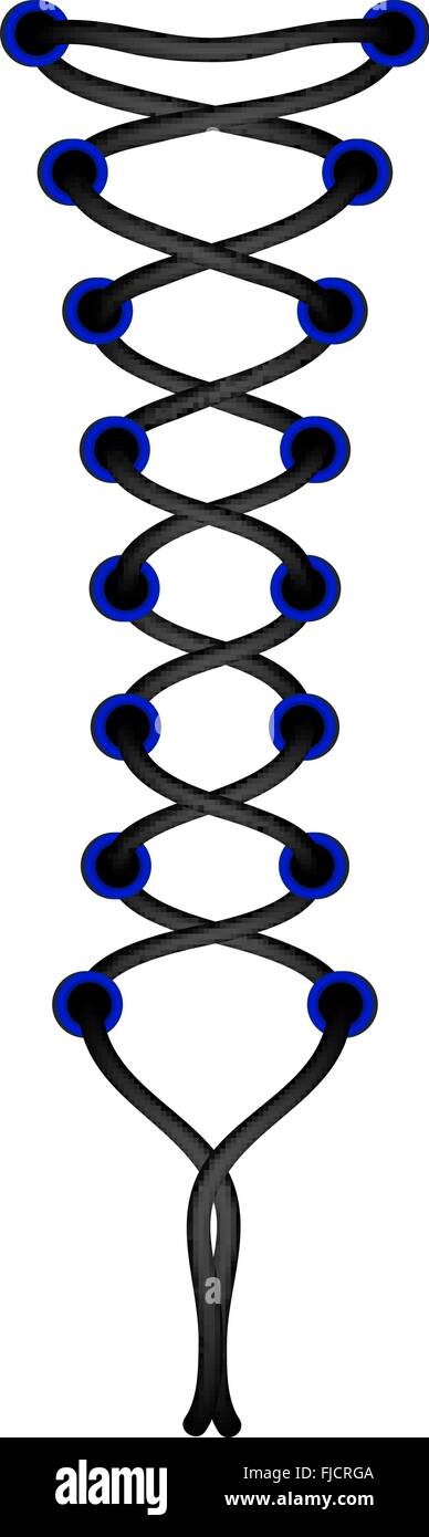 Schnürung im schwarzen Design und blaue Löcher Stock Vektor