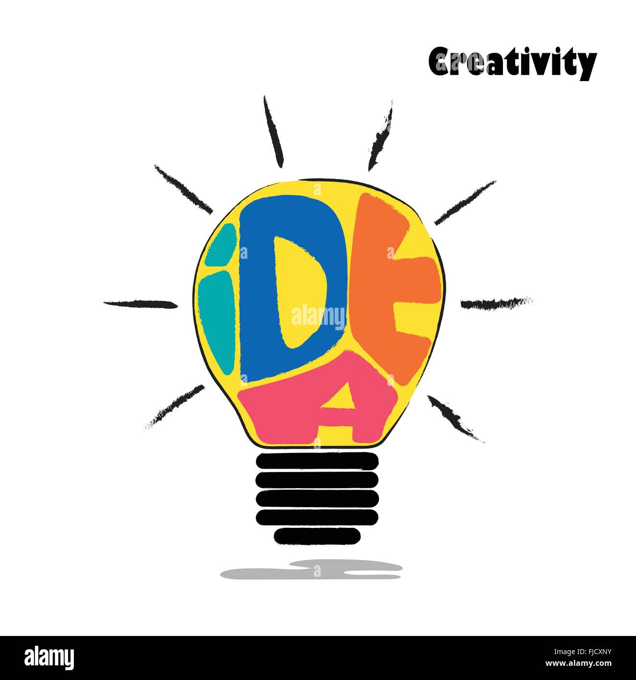 Glühbirne-Skizze mit Konzept der Idee. Doodle Hand gezeichneten Zeichen. Bildung und Lernkonzept. Vektor-Illustration Stock Vektor