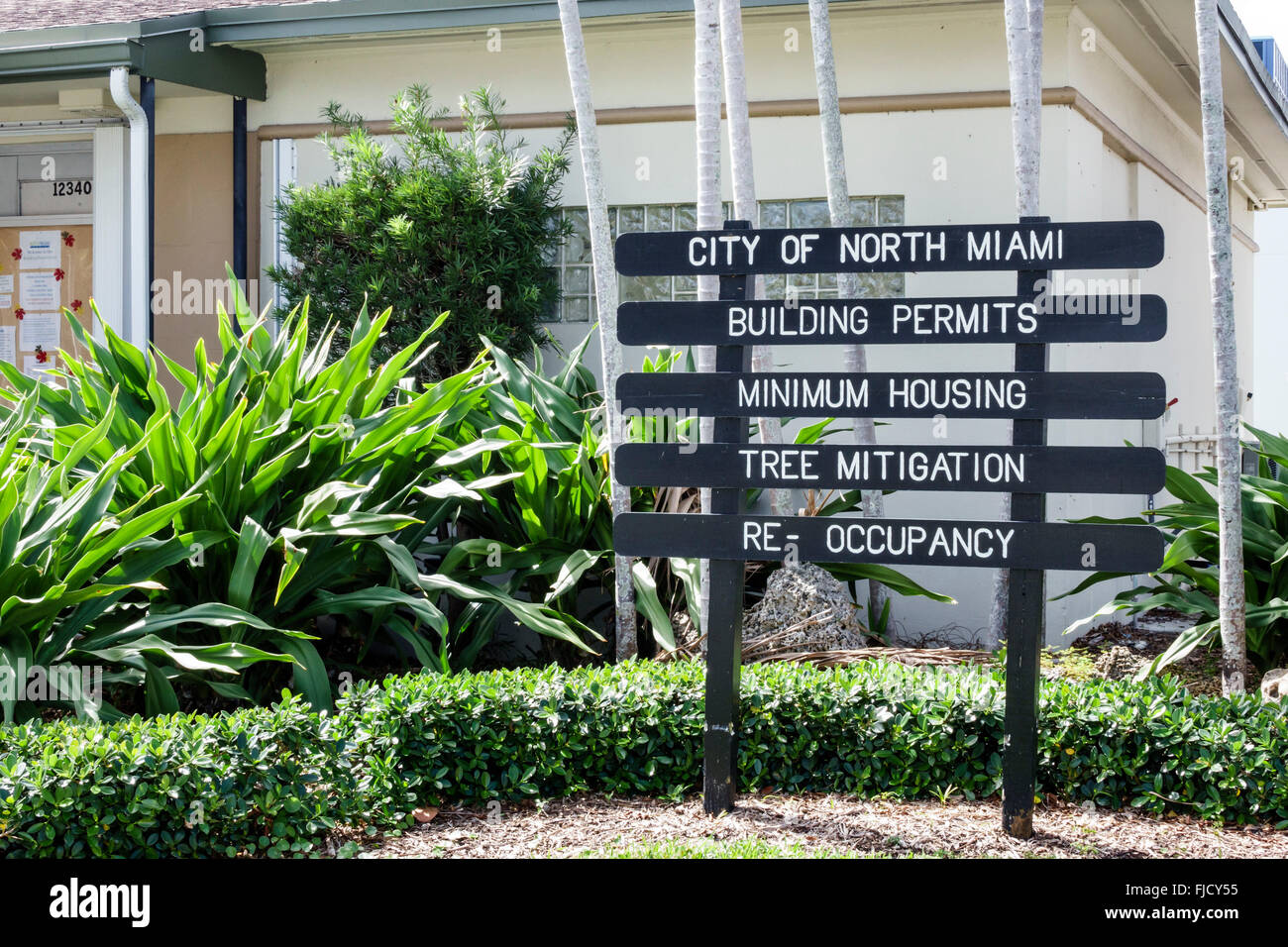 North Miami Florida, Stadt, Baugenehmigungen, Verwaltungsbüros, Schild, FL160226001 Stockfoto