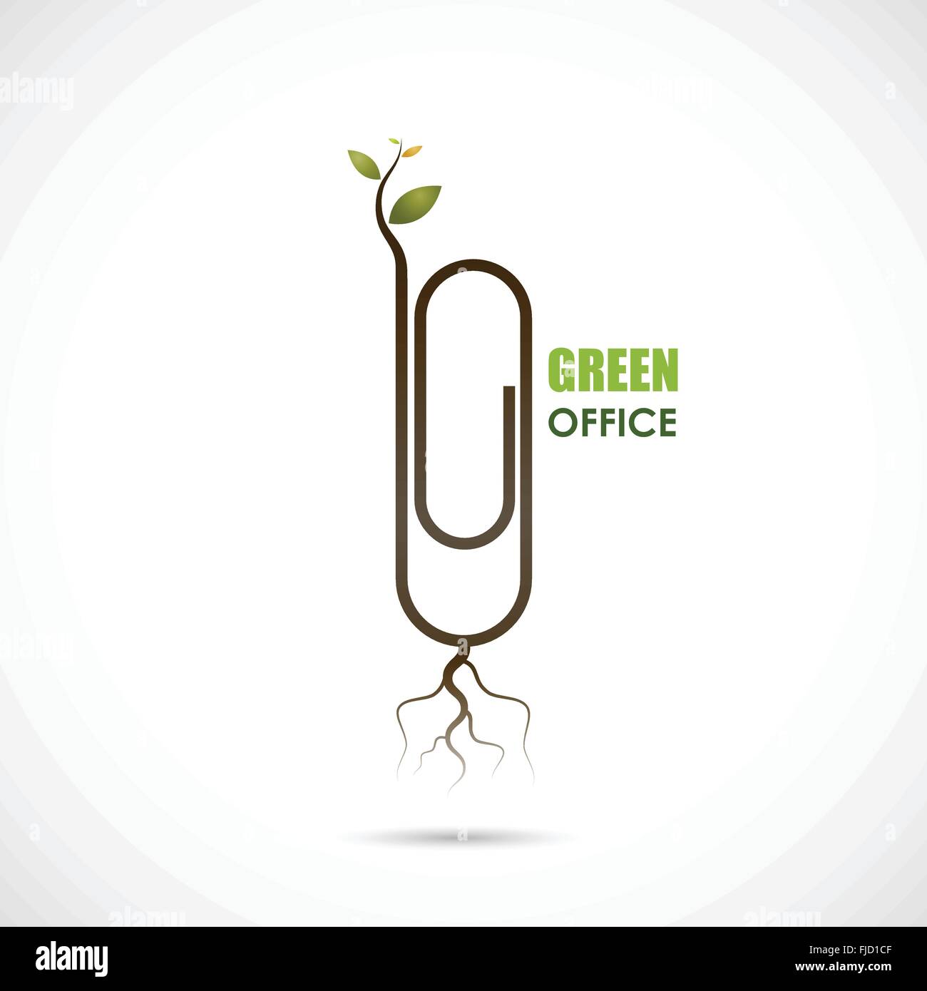 Kreative Büroklammer-Logo-Design. Speichern Sie die Welt und gehen Grün Concept.Green Bürogestaltung. Wirtschaft und Bildung Konzept. Stock Vektor