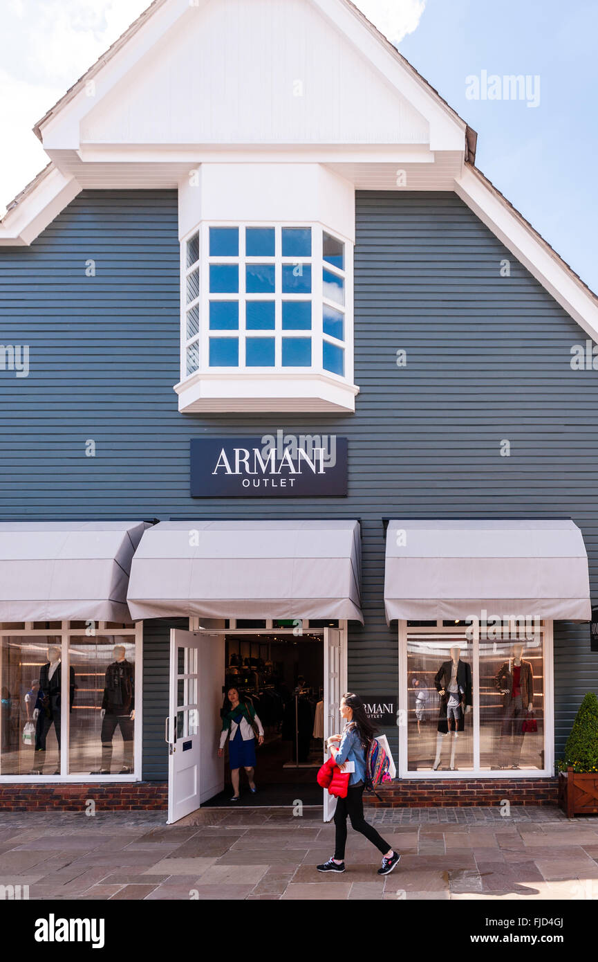 Der Armani-Shop speichern im Maasmechelen Village in Bicester, Oxfordshire, England, Großbritannien, Uk Stockfoto