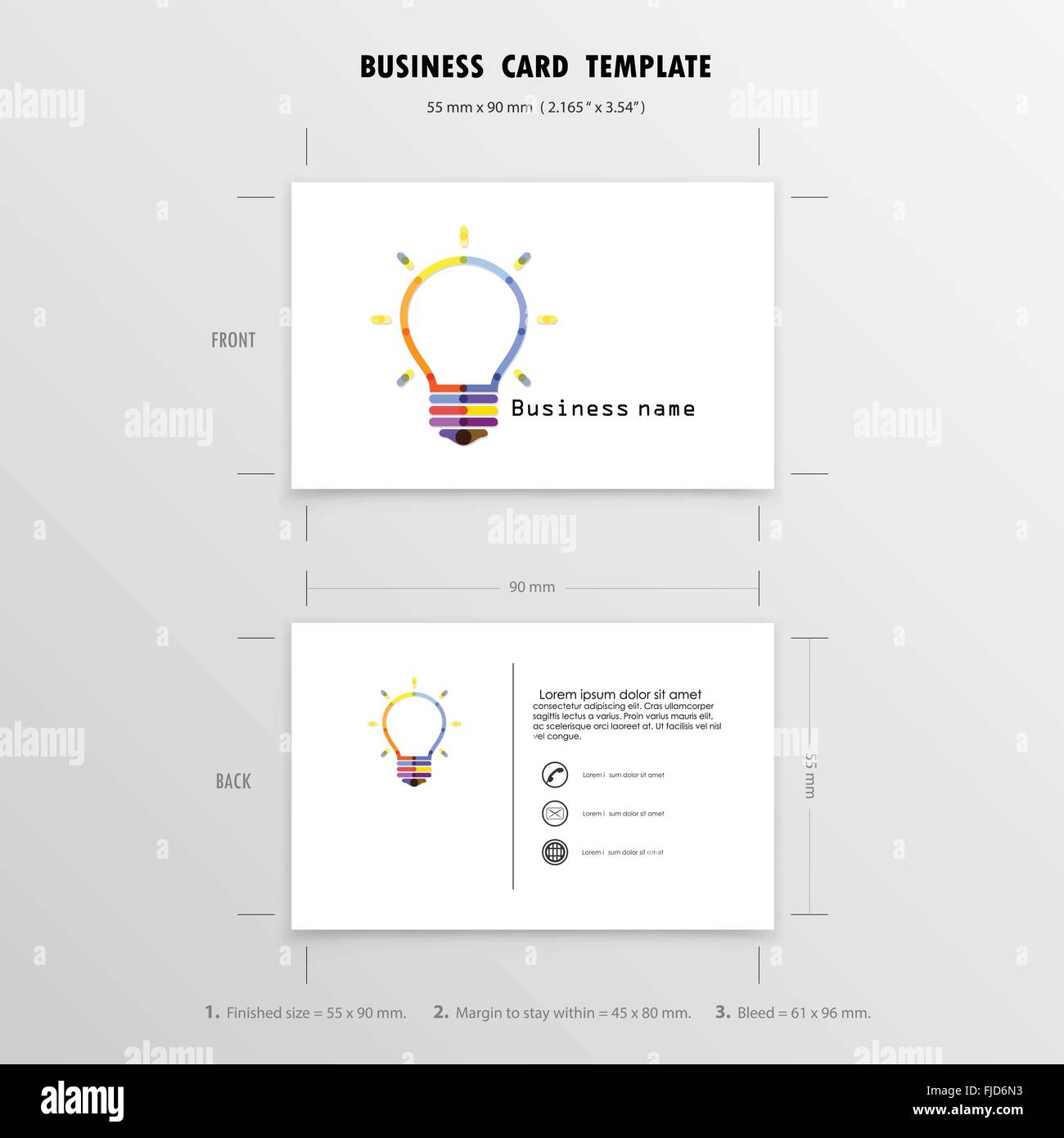 Abstrakte kreative Visitenkarten-Design-Vorlage. Name-Karten-Symbol. Größe 55 x 90 mm (2.165 in x 3,54 Zoll). Vektor-illustration Stock Vektor