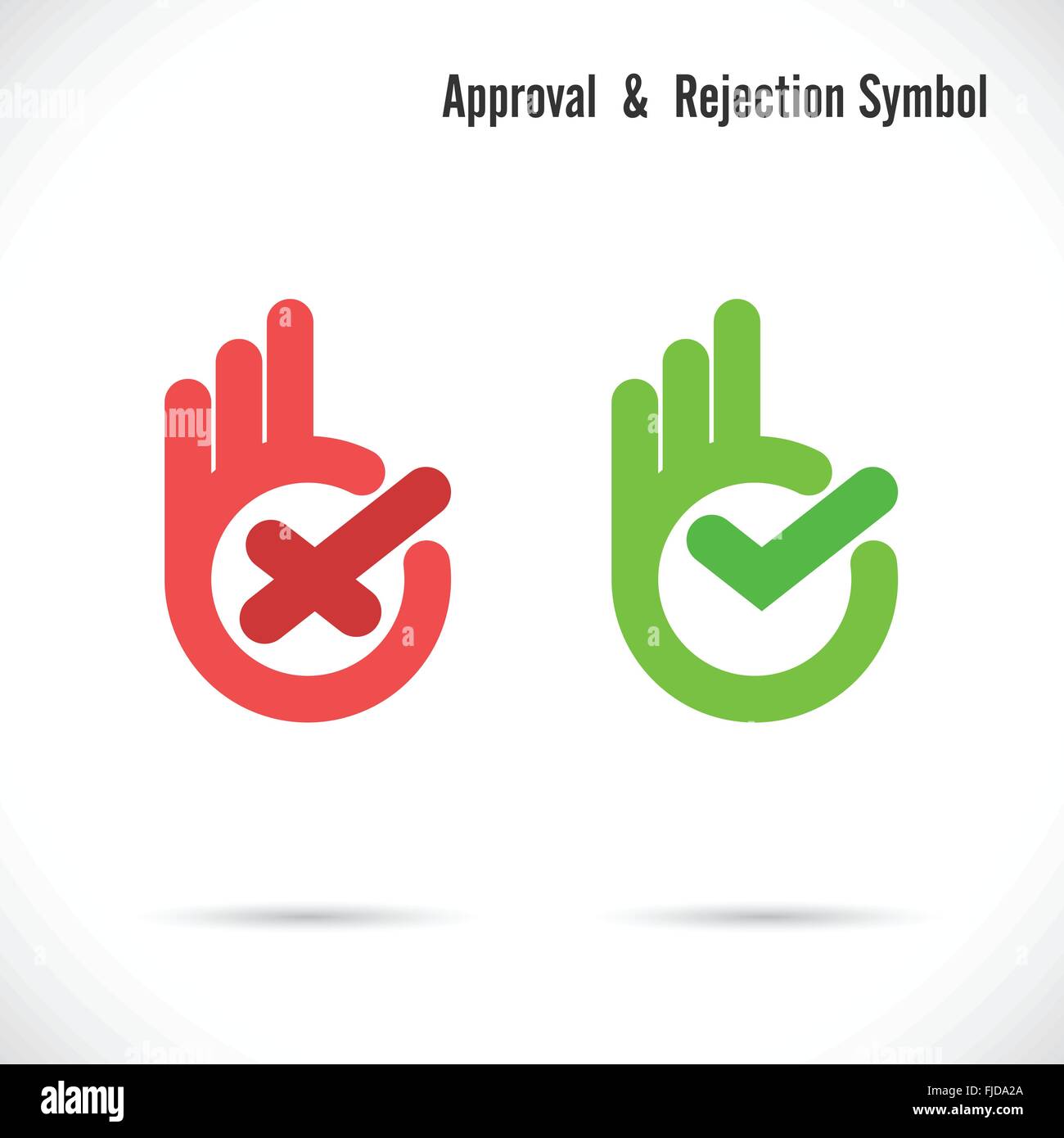 Hand und moderne Häkchen. Falsche und richtige Häkchen Symbole. OK, Logo-Design-Vektor-Symbol. Hand Ordnung Symbol Symbol Logo. App Stock Vektor