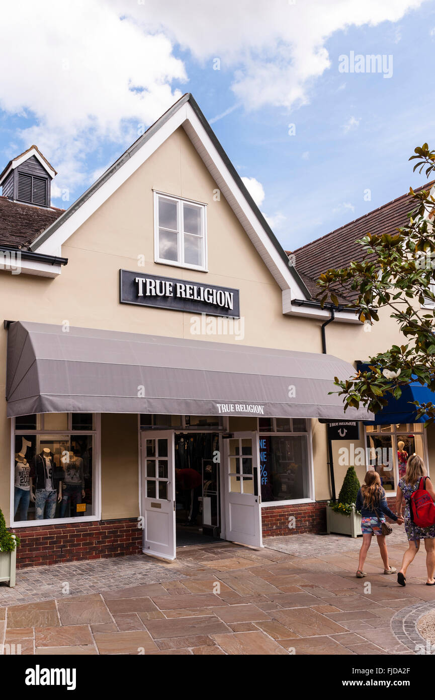 True Religion Shop speichern im Maasmechelen Village in Bicester, Oxfordshire, England, Großbritannien, Uk Stockfoto