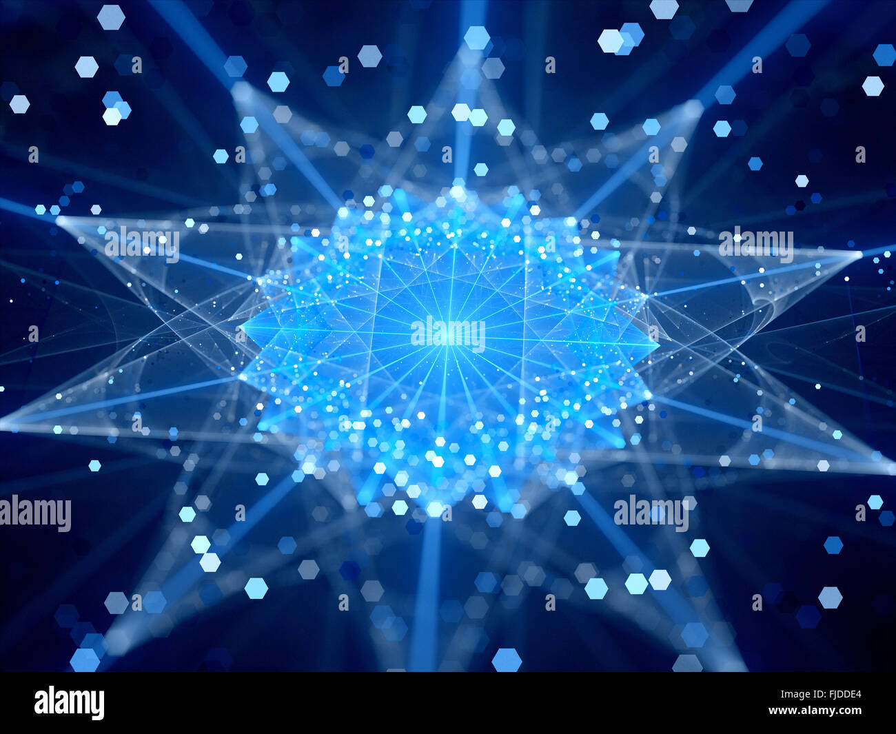 Blau leuchtende Verbindungen im Cyberspace, Computer generiert abstrakten Hintergrund Stockfoto