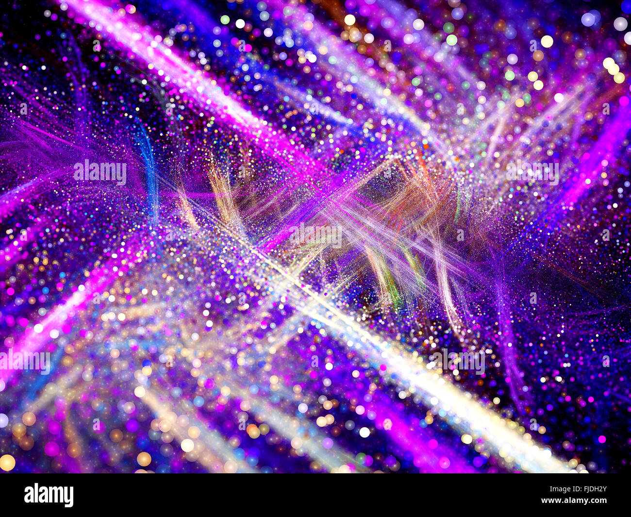 Lila und weißen Chaos mit Partikeln, Computer generierte abstrakten Hintergrund Stockfoto