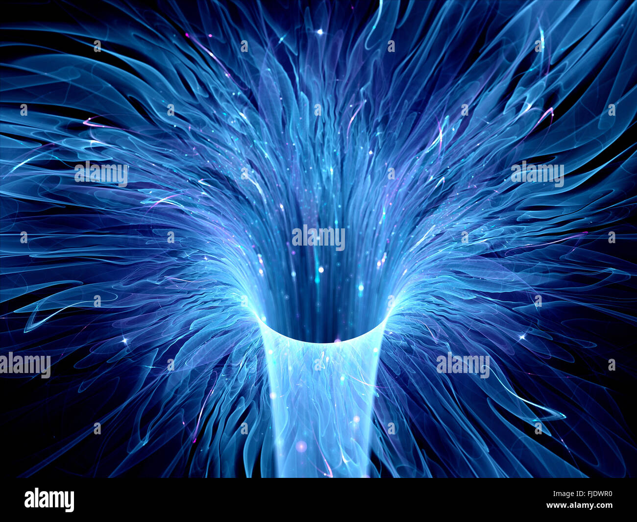 Blau leuchtende Wurmloch im Raum, interstellaren Verwerfung, Computer generiert abstrakte Fraktal-Hintergrund Stockfoto