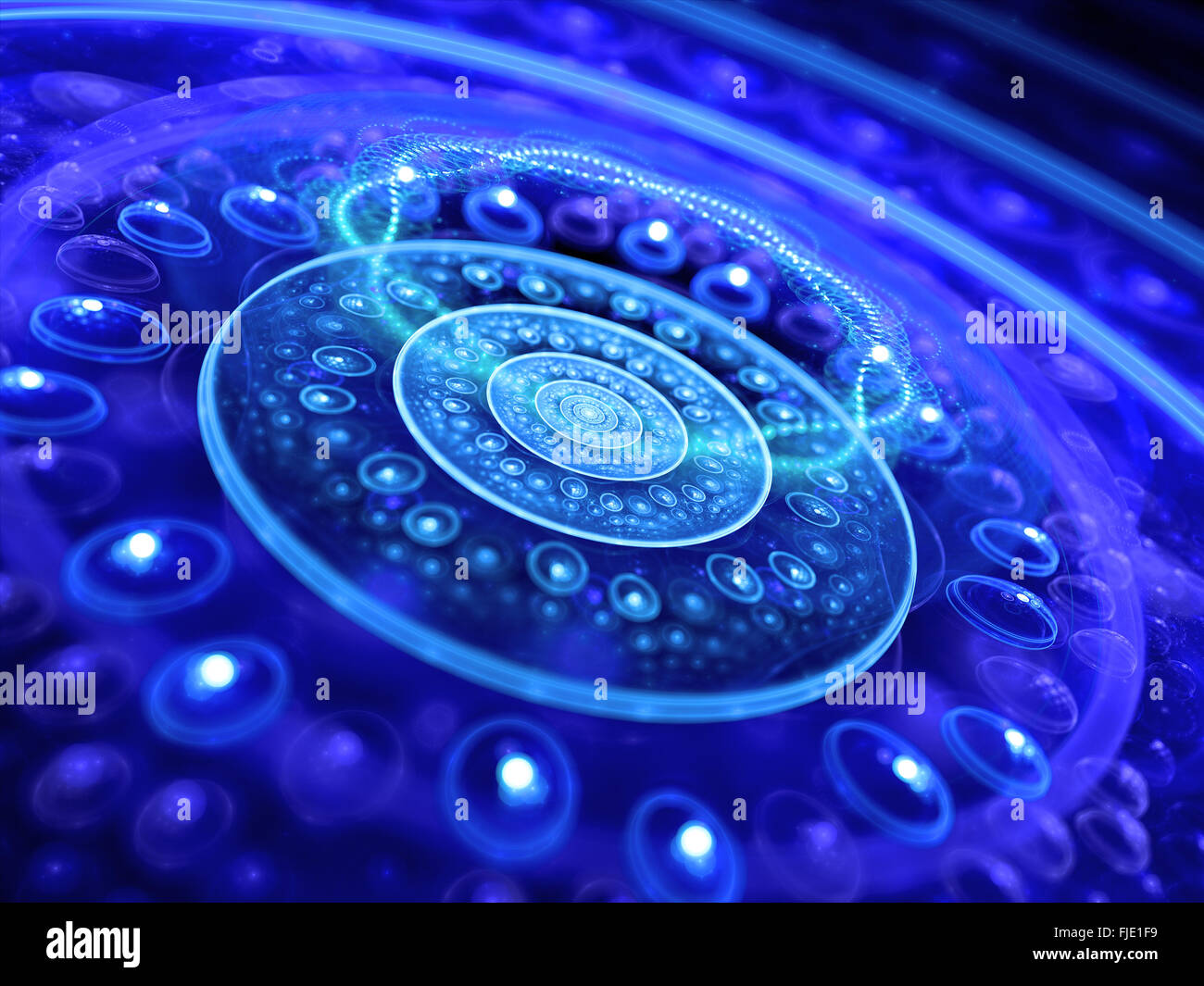Blau leuchtende Dimensionstor im Raum erzeugt Computer abstrakten Hintergrund Stockfoto