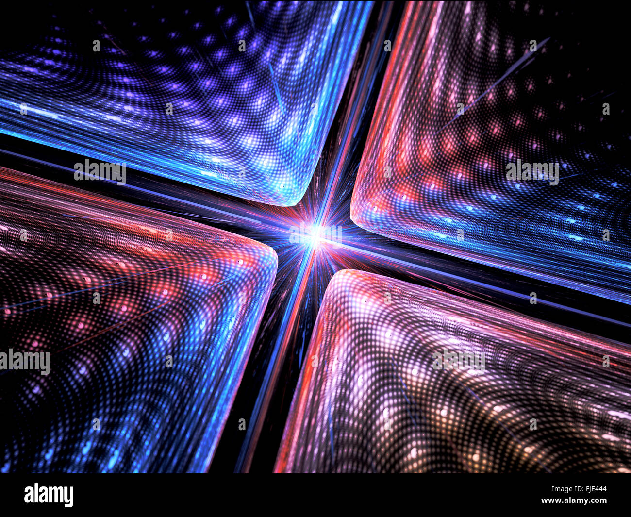 Quantenmechanik, Partikel mit Welle Namensnennung, computergenerierte abstrakte Fraktal-Hintergrund Stockfoto