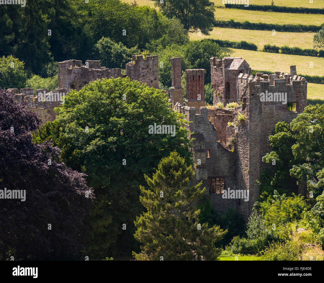 Ludlow Castle von St Laurence Kirchturm, Ludlow, Shropshire gesehen. Stockfoto