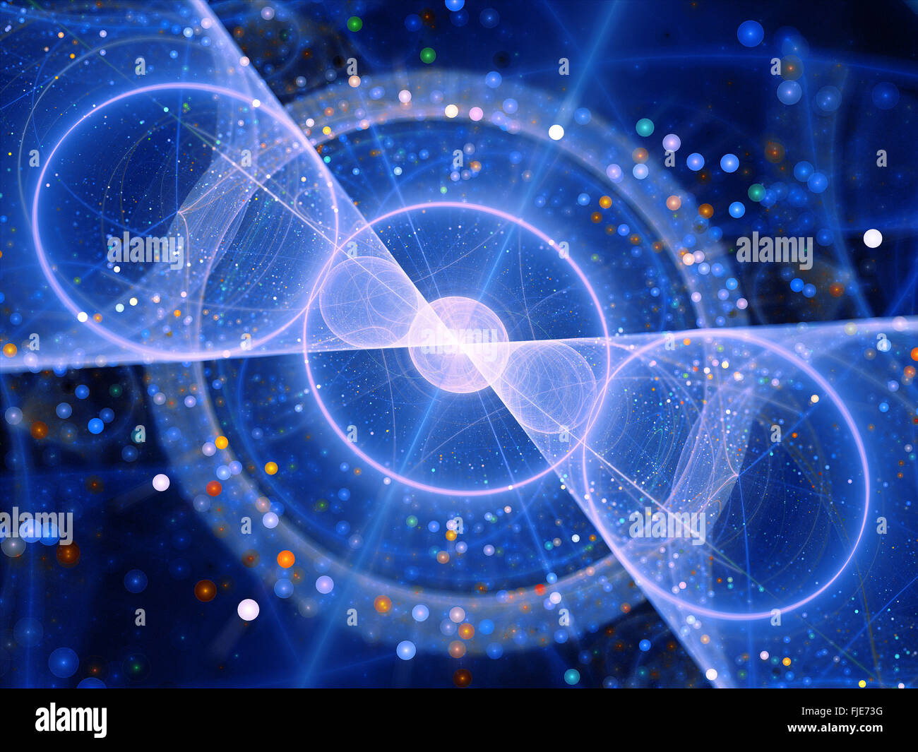 Blau leuchtende Ereignishorizont im Raum, Computer generierte abstrakten Hintergrund Stockfoto