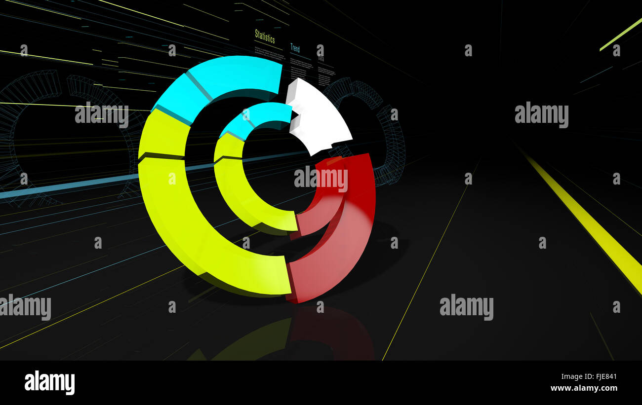 Futuristic Straße mit Gebäuden und Geschwindigkeit Leuchten, Diagramme