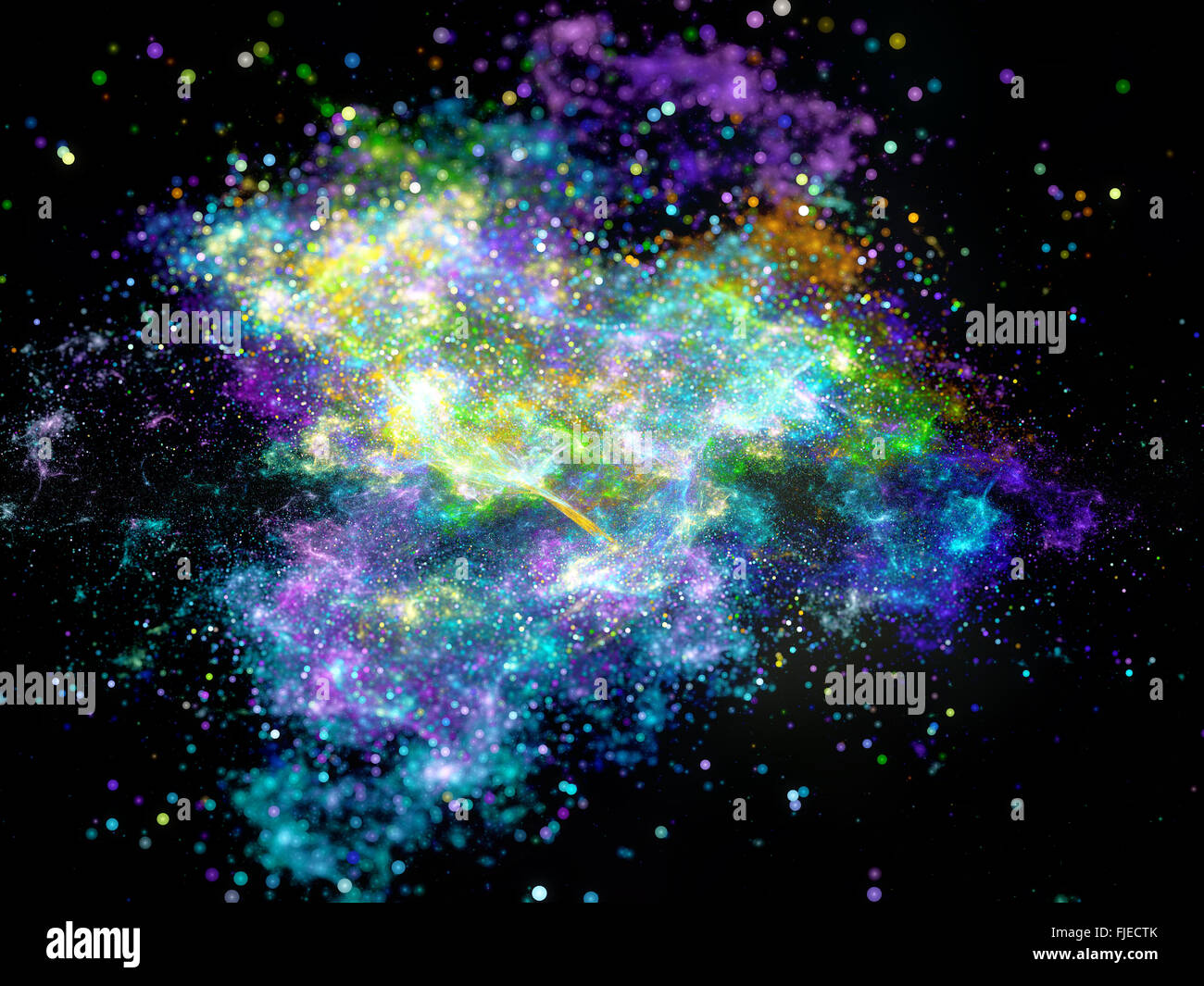 Mehrfarbige interstellare Nebel im Raum mit Partikeln und Sterne, Computer generiert abstrakten Hintergrund Stockfoto
