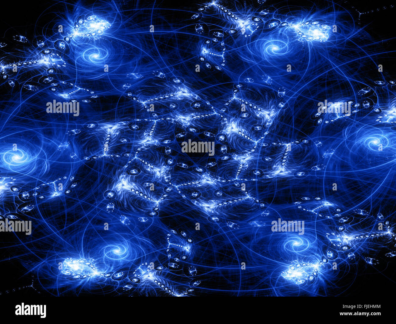 Blau leuchtende Quantum fraktale Muster, Computer generierte abstrakten Hintergrund Stockfoto