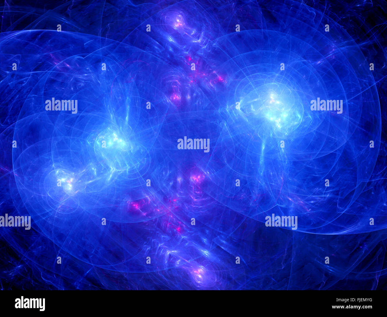 Entstehung der Jungstars mit Trajektorien im intersellar Nebel, Weltraum, Computer generiert abstrakten Hintergrund Stockfoto