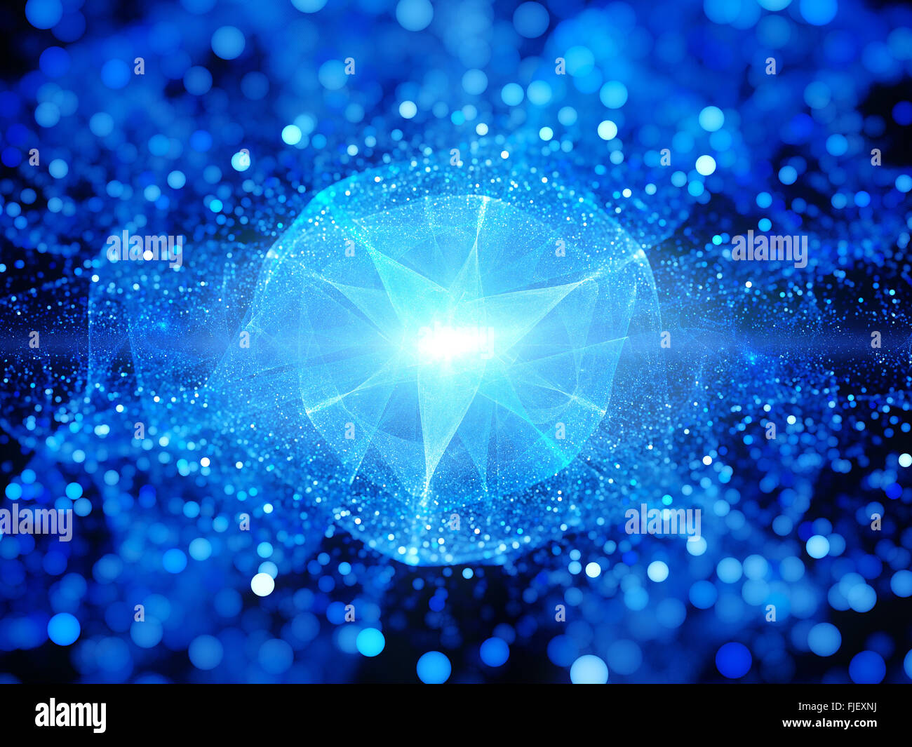 Außerirdische Lebensform im Raum mit Bokeh, multidimensionale Signal, Computer generierte abstrakten Hintergrund Stockfoto