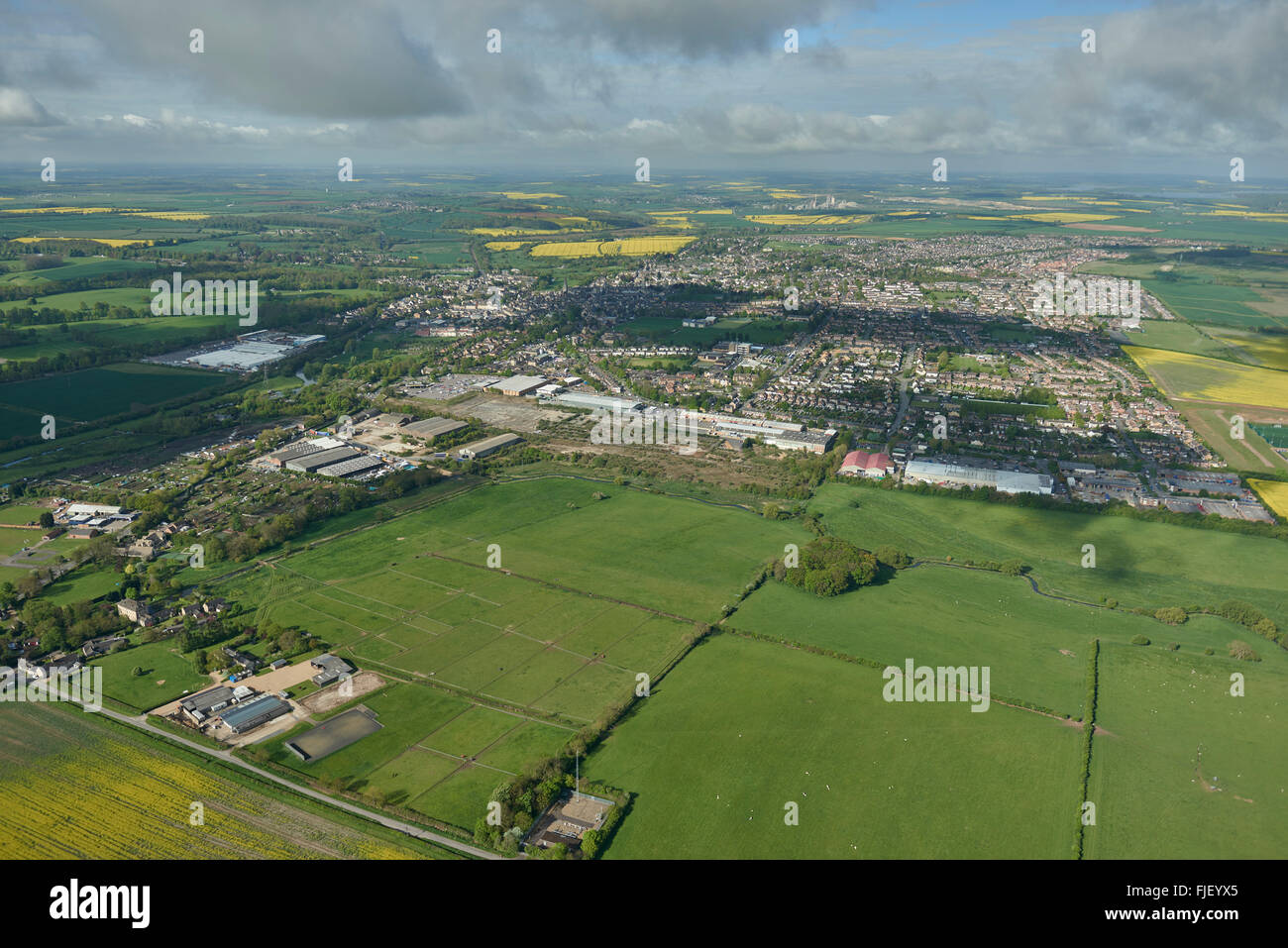 Eine Luftaufnahme von Stamford und die umliegende Landschaft Lincolnshire Stockfoto
