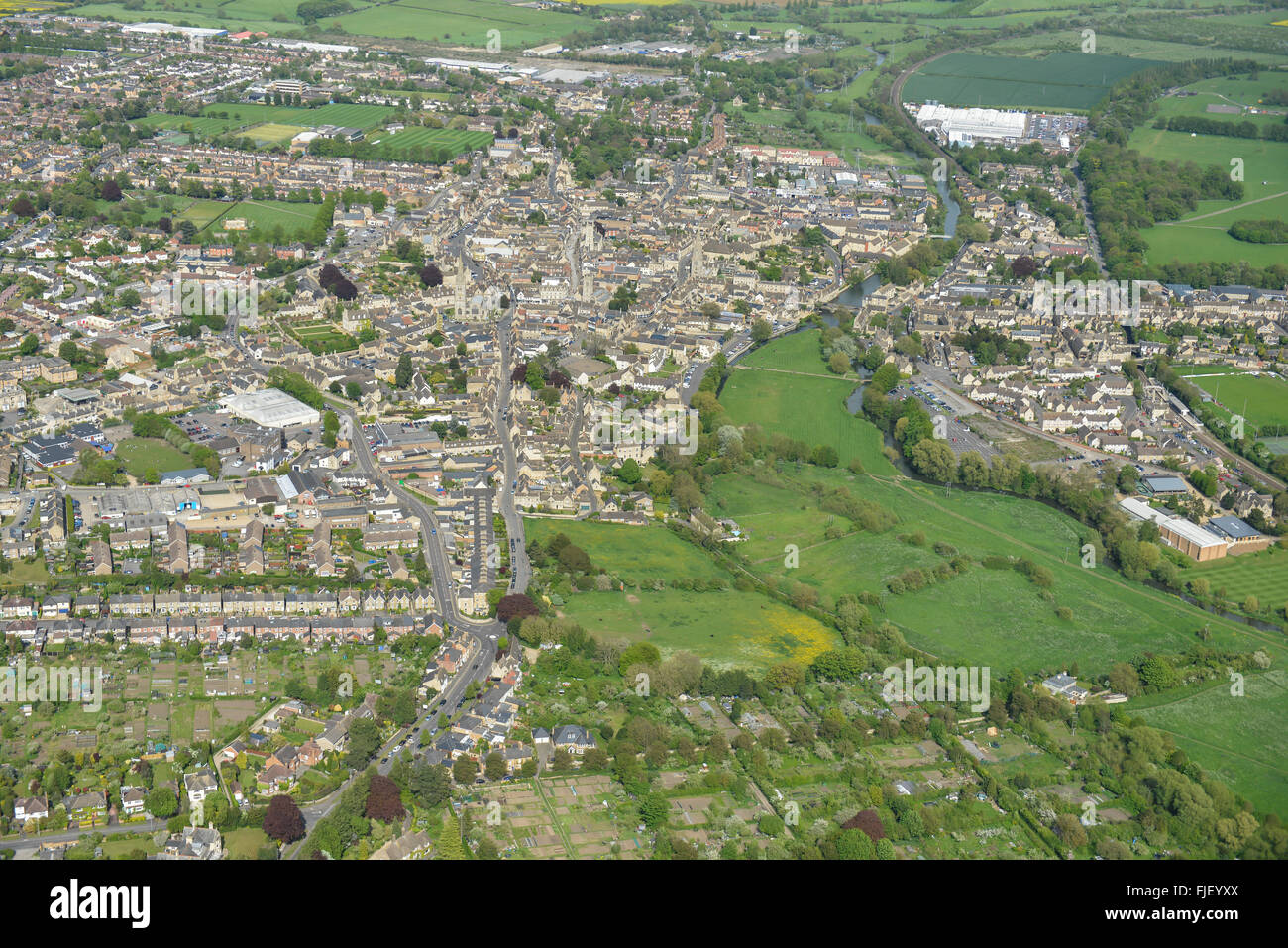 Allgemeine Luftaufnahmen von Lincolnshire Stadt von Stamford Stockfoto