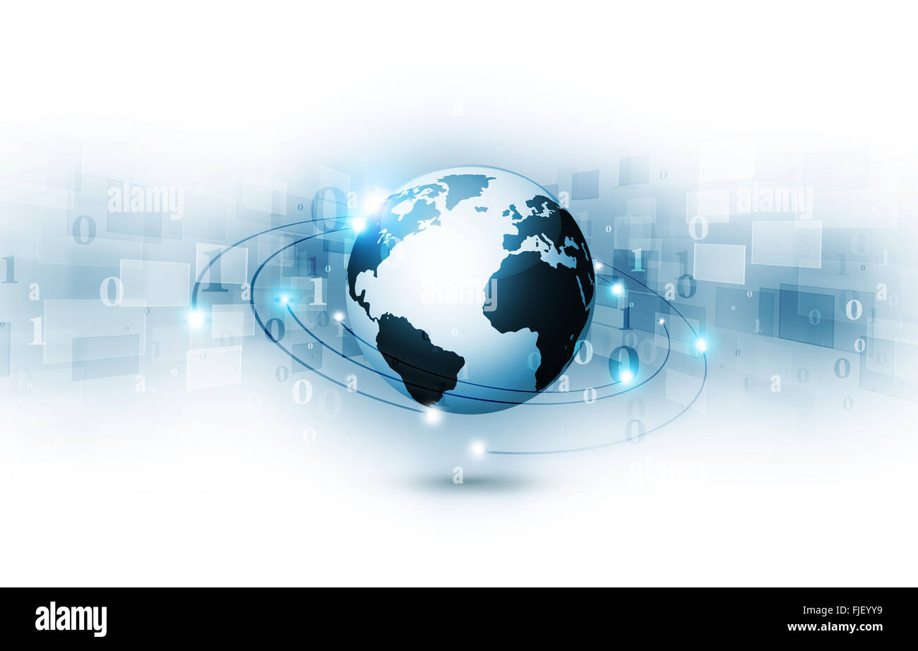 Digital Internet Technologie Verbindungen Konzept blauen Hintergrund Stockfoto