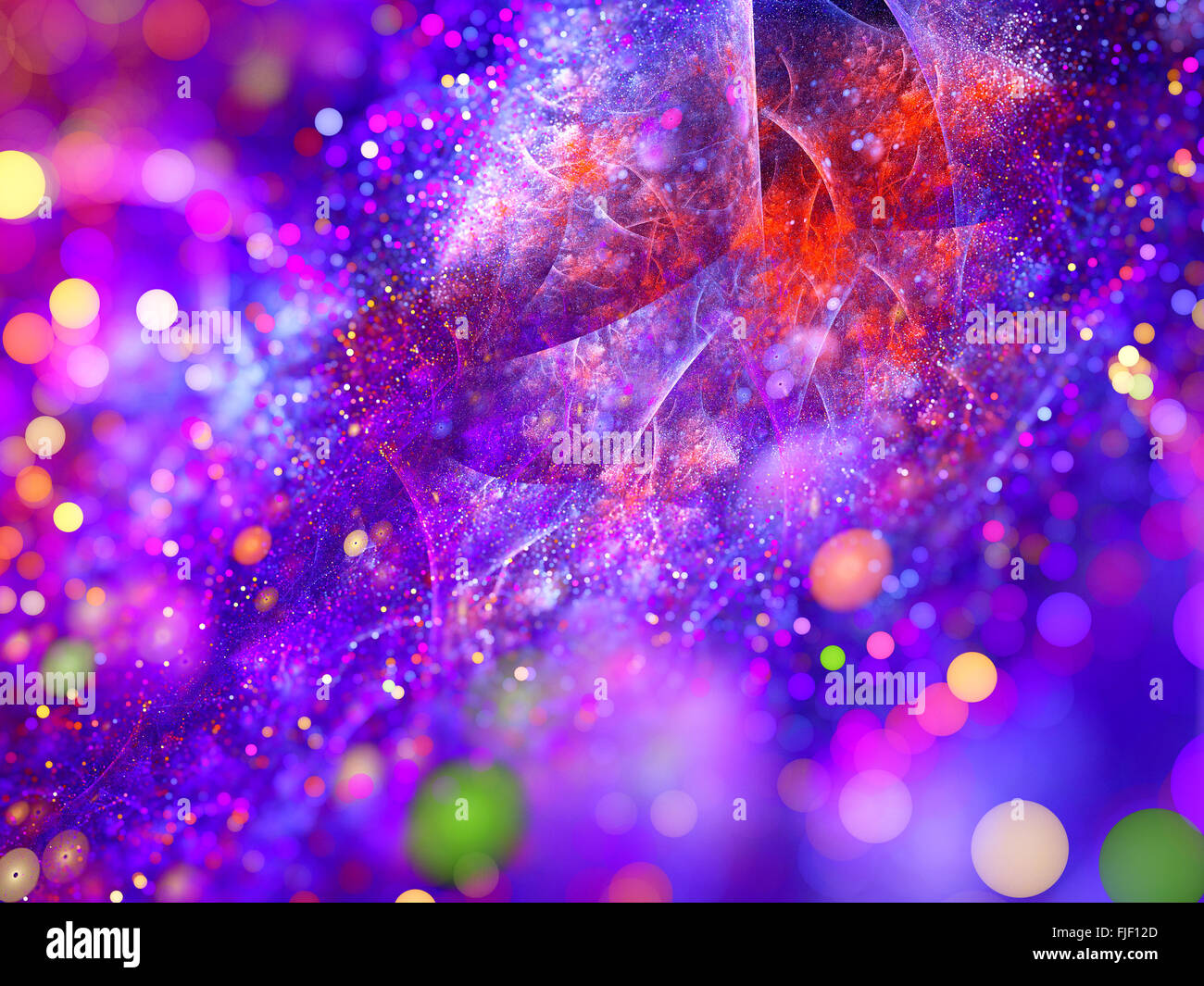 Bunt leuchtende Flächen mit Partikeln, neue Technologie, Computer generierte abstrakten Hintergrund Stockfoto