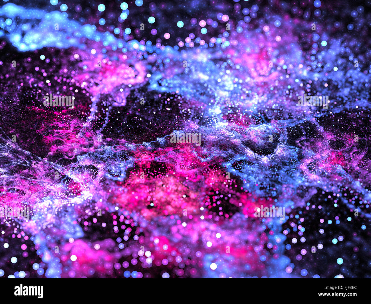 Entstehung der jungen Sterne im Raum innerhalb des Nebels, computergenerierten abstrakten Hintergrund Stockfoto