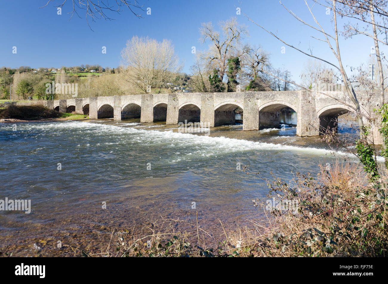 Brücke über den Fluss Usk in Crickhowell, Powys Stockfoto