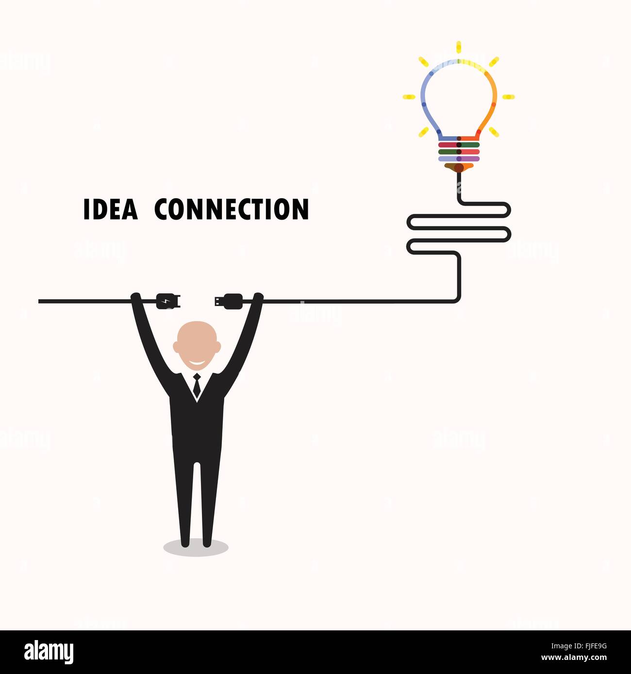 Geschäftsmann und kreative Glühbirne Symbol mit Idee und wissen unterzeichnen. Wirtschaft und Bildung Konzept. Stock Vektor