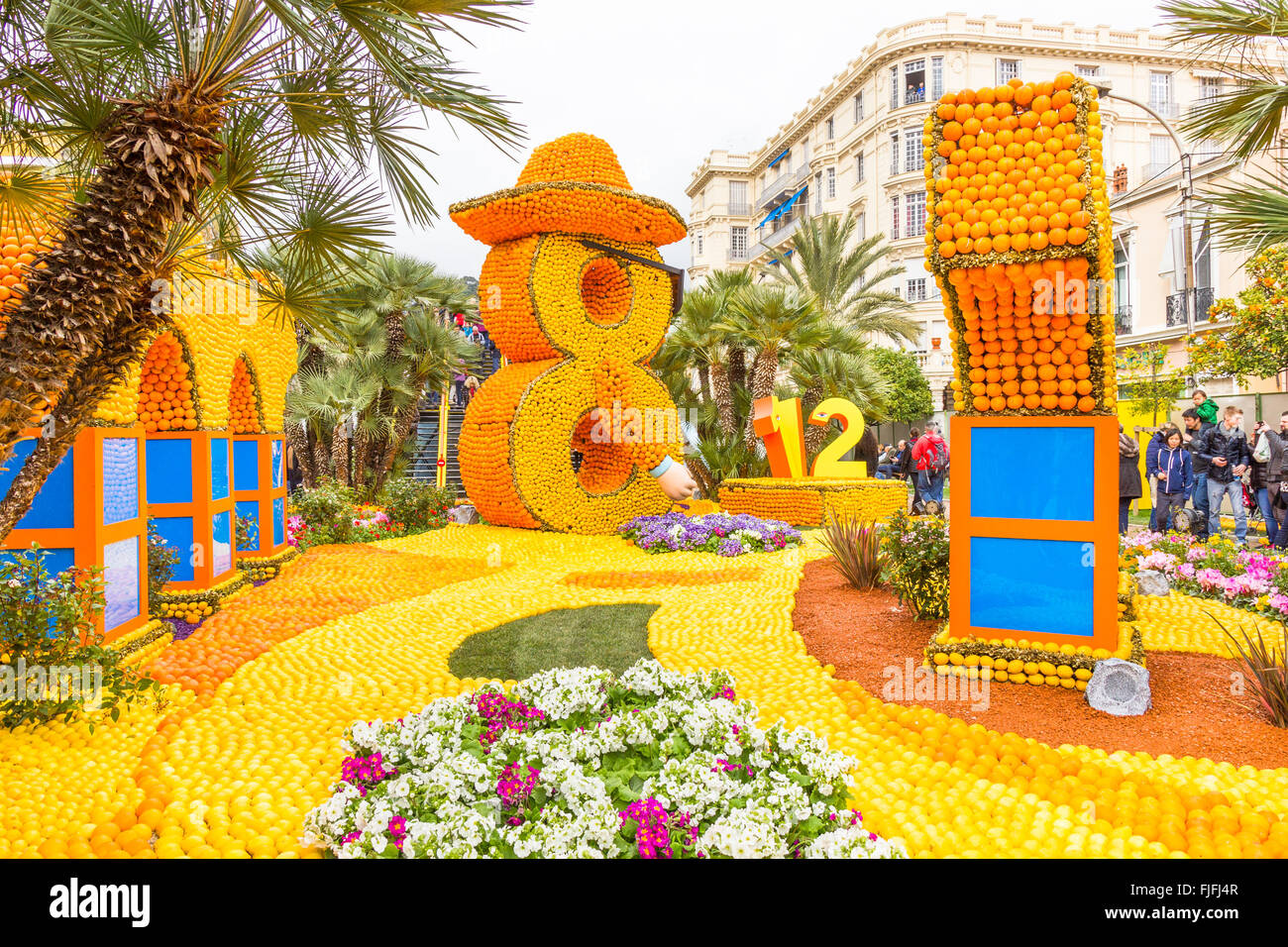 Kunst gemacht von Zitronen und Orangen in den berühmten Karneval von Menton, Frankreich. Fete du Citron. Stockfoto