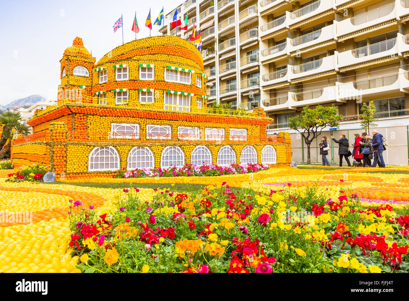 Kunst gemacht von Zitronen und Orangen in der berühmten Zitronenfest in Menton, Frankreich (Fete du Citron) Stockfoto