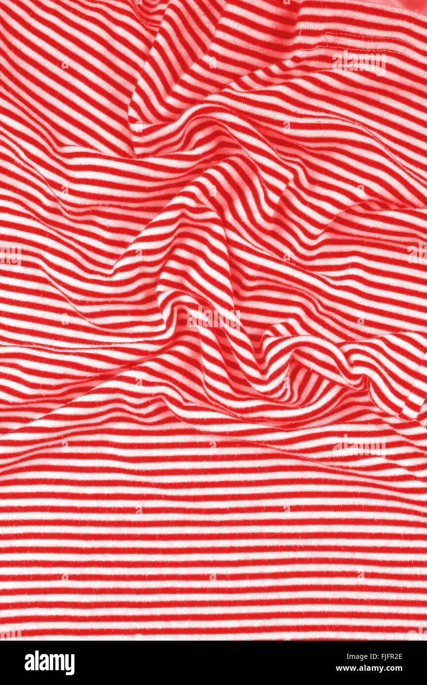 Faltige rote und weiße Zebra Stoff Tuch Hintergrund gestreift Stockfoto
