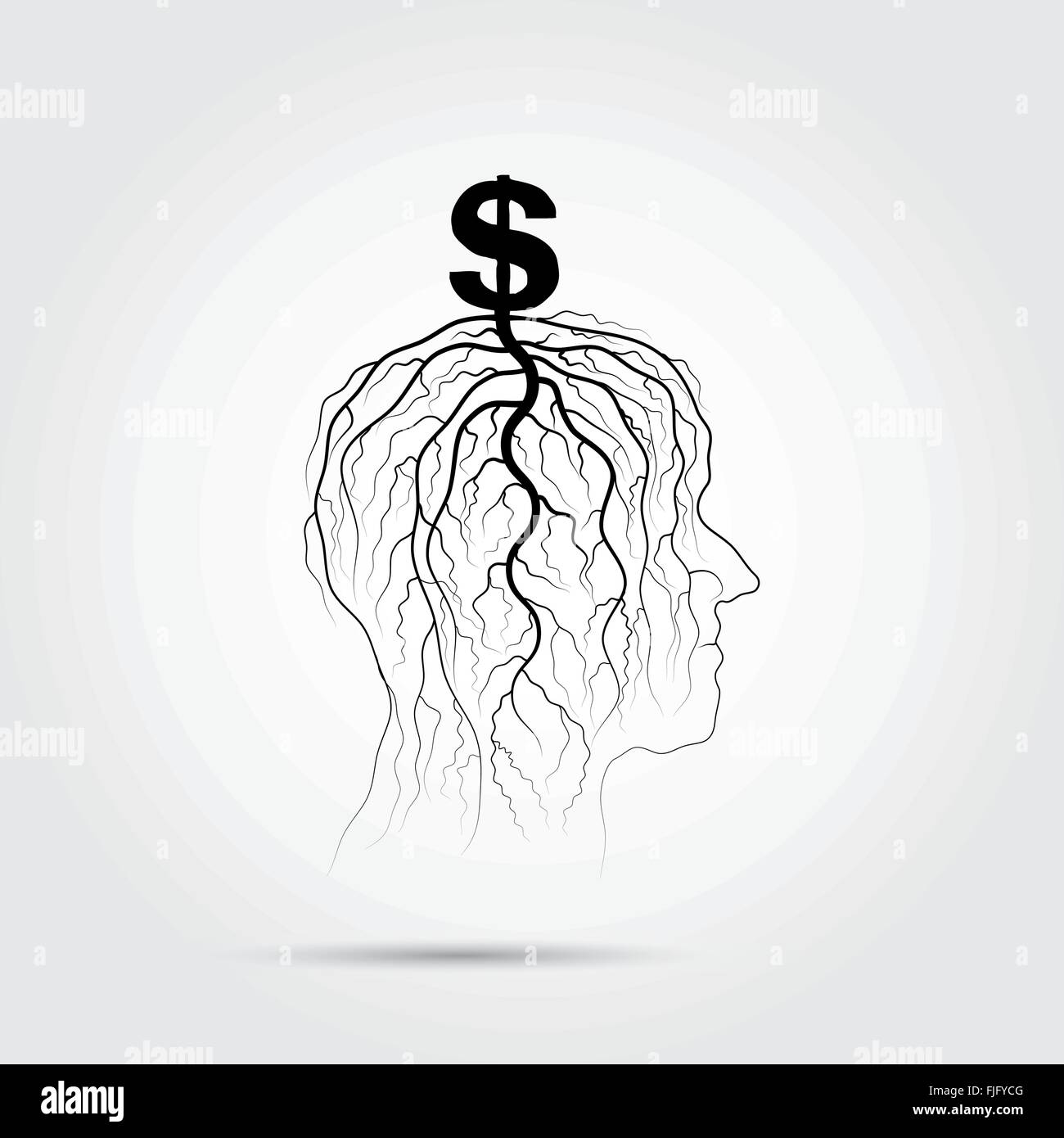 Baum der Business-Shooting wachsen am menschlichen Kopf Symbol. Wirtschaft und Industrie Idee Konzept. Vektor-illustration Stock Vektor